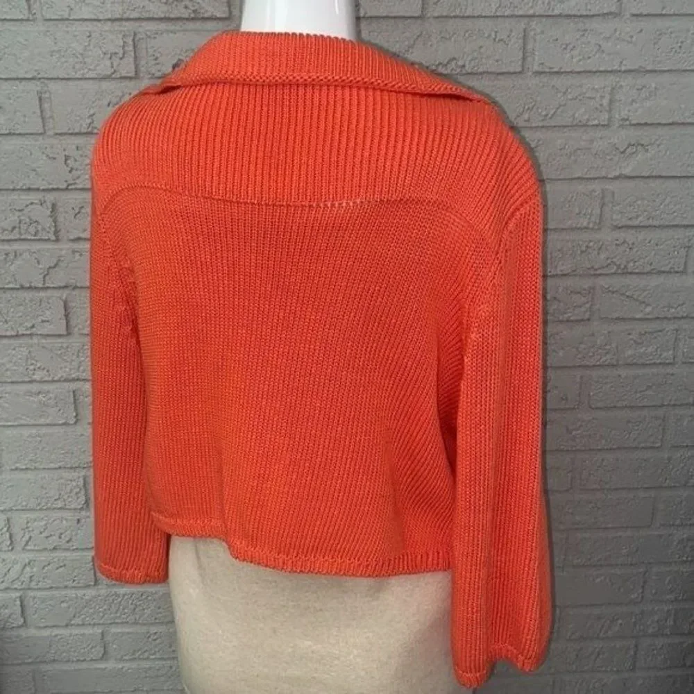 Belford Orange Knit Open Front Cropped Cardigan Size M